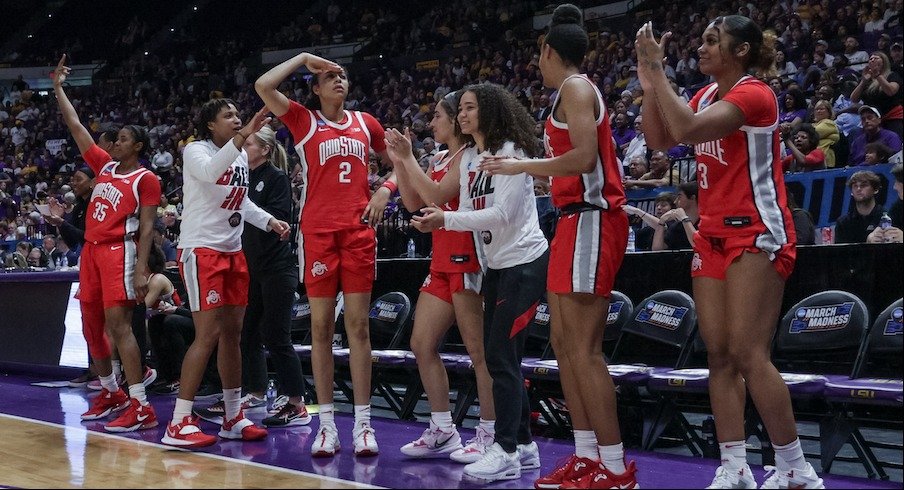 Ohio State women’s basketball bench celebration